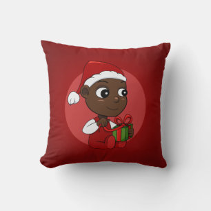 Cute African American baby met een kerstpet Kussen