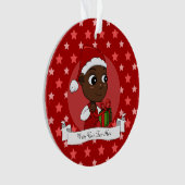 Cute African American baby met een kerstpet Ornament (voorkant)