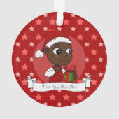 Cute African American baby met een kerstpet Ornament (achterkant)