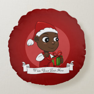 Cute African American baby met een kerstpet Rond Kussen