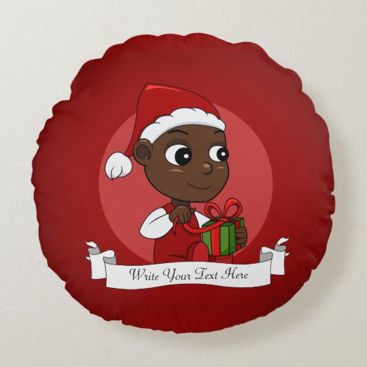 Cute African American baby met een kerstpet Rond Kussen (Voorkant)