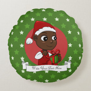 Cute African American baby met een kerstpet Rond Kussen