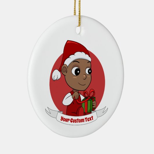 Cute African American baby met een Santa hat Keramisch Ornament (Rechts)