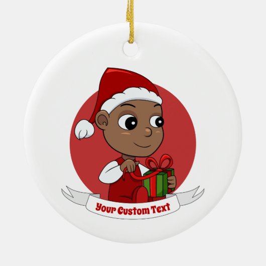 Cute African American baby met een Santa hat Keramisch Ornament (Achterkant)