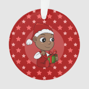Cute African American baby met een Santa hat Ornament