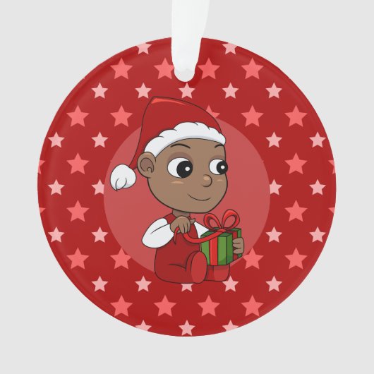 Cute African American baby met een Santa hat Ornament (voorkant)