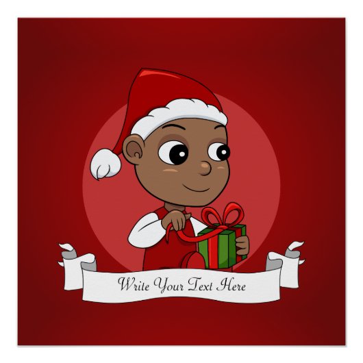Cute African American baby met een Santa hat Perfect Poster (Voorkant)