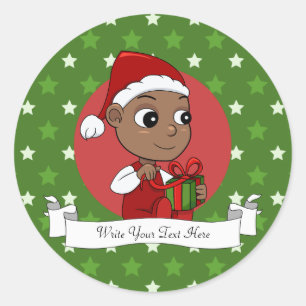 Cute African American baby met een Santa hat Ronde Sticker