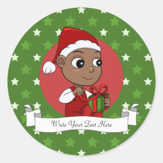Cute African American baby met een Santa hat Ronde Sticker
