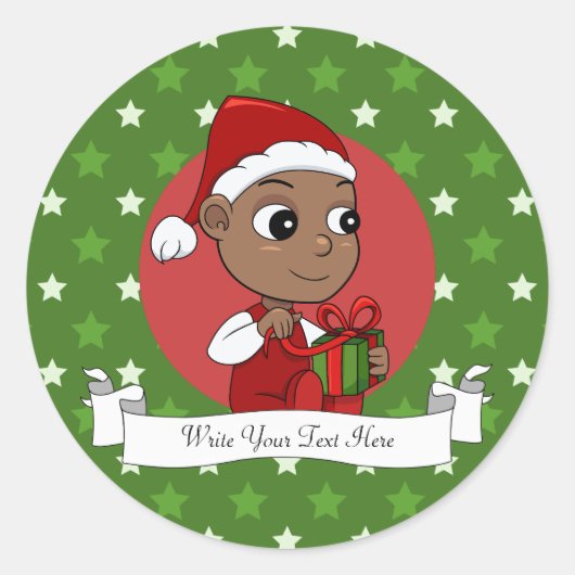 Cute African American baby met een Santa hat Ronde Sticker (Voorkant)