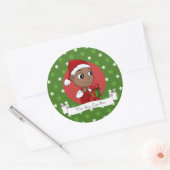Cute African American baby met een Santa hat Ronde Sticker (Envelop)