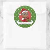 Cute African American baby met een Santa hat Ronde Sticker (Tas)