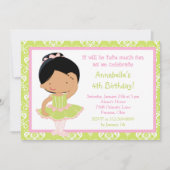Cute African American Ballerina en Green Damask Kaart (Voorkant)