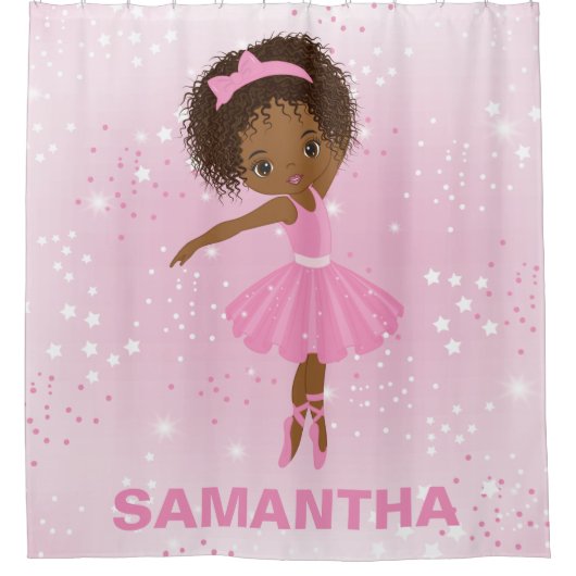 Cute African American Ballerina Shower Curtain Douchegordijn (Voorkant)