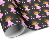 Cute African American Ballerina Wrapping Paper Cadeaupapier (Rol Hoek)