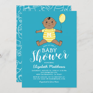 Cute African American Boy Baby shower Kaart