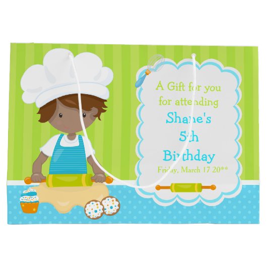 Cute African American Boy Baking Bedankt Groot Cadeauzakje (Achterkant)