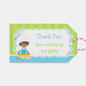 Cute African American Boy Baking Birthday Party Cadeaulabel (Voorkant (Horizontaal))