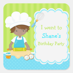 Cute African American Boy Baking 'Ik ben naar toe  Vierkante Sticker