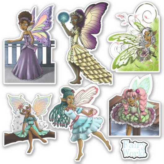 Cute African American Fairies Sticker (Voorkant)