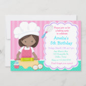 Cute African American Girl Baking Birthday Party Kaart (Voorkant)