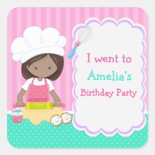 Cute African American Girl Baking 'Ik ben naar toe Vierkante Sticker