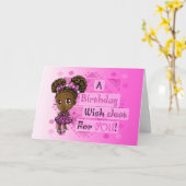Cute African American Girl Birthday Kaart (Gele Bloem)