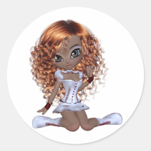 Cute African American Girl Ronde Sticker (Voorkant)
