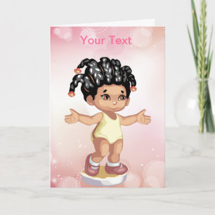 Cute African American Girl Wenskaart Kaart