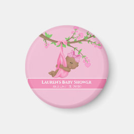 Cute African American Girl's Pink Baby shower Magneet
