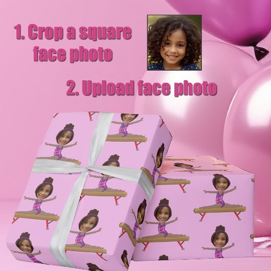 Cute African American Gymnastics Custom Photo Cadeaupapier