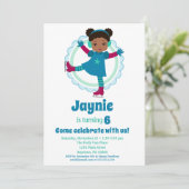 Cute African American Ice Skating Birthday Party Kaart (Staand voorkant)