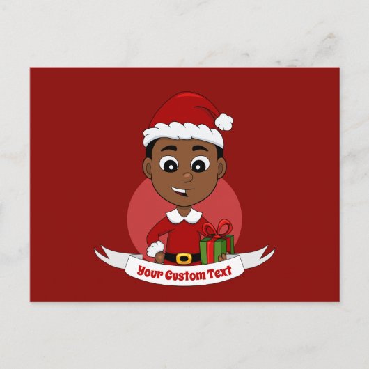 Cute African American Kerstboy cartoon Briefkaart (Voorkant)