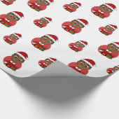 Cute African American Kerstboy cartoon Cadeaupapier (Hoek)