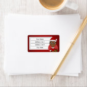 Cute African American Kerstboy cartoon Etiket (Insitu)