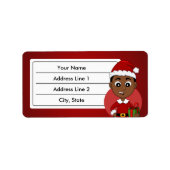 Cute African American Kerstboy cartoon Etiket (Voorkant)
