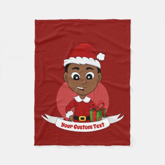 Cute African American Kerstboy cartoon Fleece Deken (Voorkant)