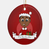 Cute African American Kerstboy cartoon Keramisch Ornament (Links)