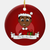 Cute African American Kerstboy cartoon Keramisch Ornament (Achterkant)