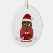 Cute African American Kerstboy cartoon Keramisch Ornament (Rechts)