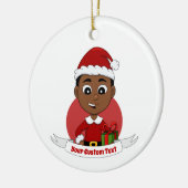 Cute African American Kerstboy cartoon Keramisch Ornament (Links)