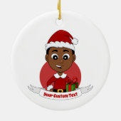 Cute African American Kerstboy cartoon Keramisch Ornament (Achterkant)