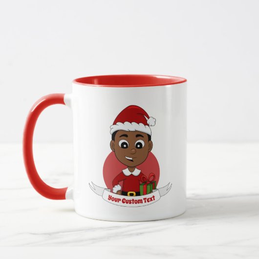 Cute African American Kerstboy cartoon Mok (Links)