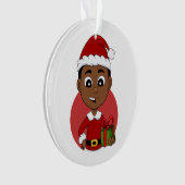 Cute African American Kerstboy cartoon Ornament (voorkant)