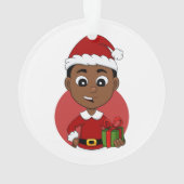Cute African American Kerstboy cartoon Ornament (achterkant)