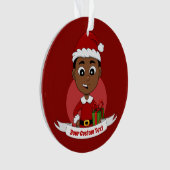 Cute African American Kerstboy cartoon Ornament (voorkant)