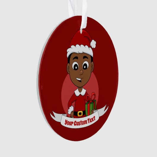 Cute African American Kerstboy cartoon Ornament (voorkant)