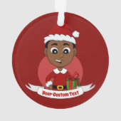 Cute African American Kerstboy cartoon Ornament (achterkant)