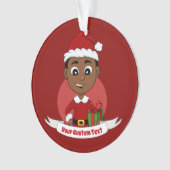 Cute African American Kerstboy cartoon Ornament (voorkant)