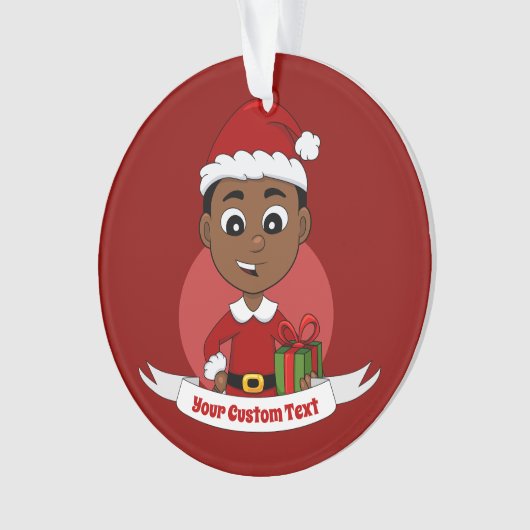 Cute African American Kerstboy cartoon Ornament (voorkant)